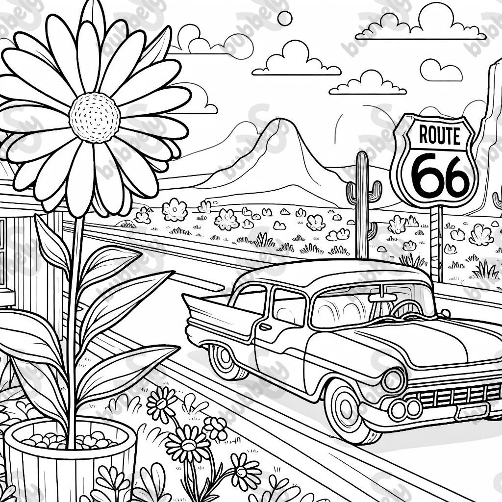 Ein gänseblümchen auf der route 66