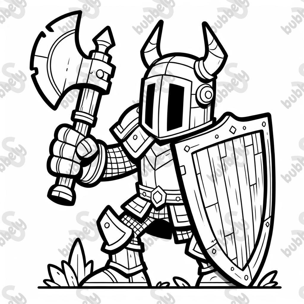 einen Ritter mit Axt und Schild