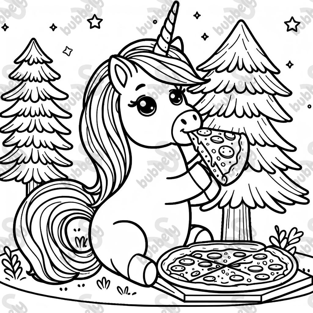 Ein einhorn das pizza isst