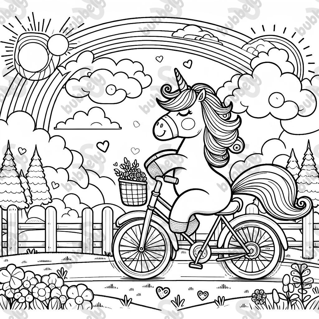 ein Einhorn auf dem Fahrrad 