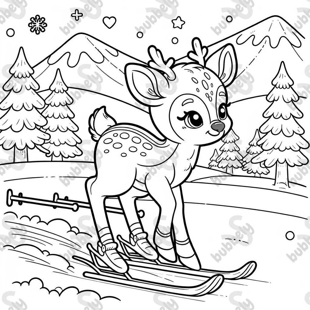 Ein rehkitz bin Skifahren 