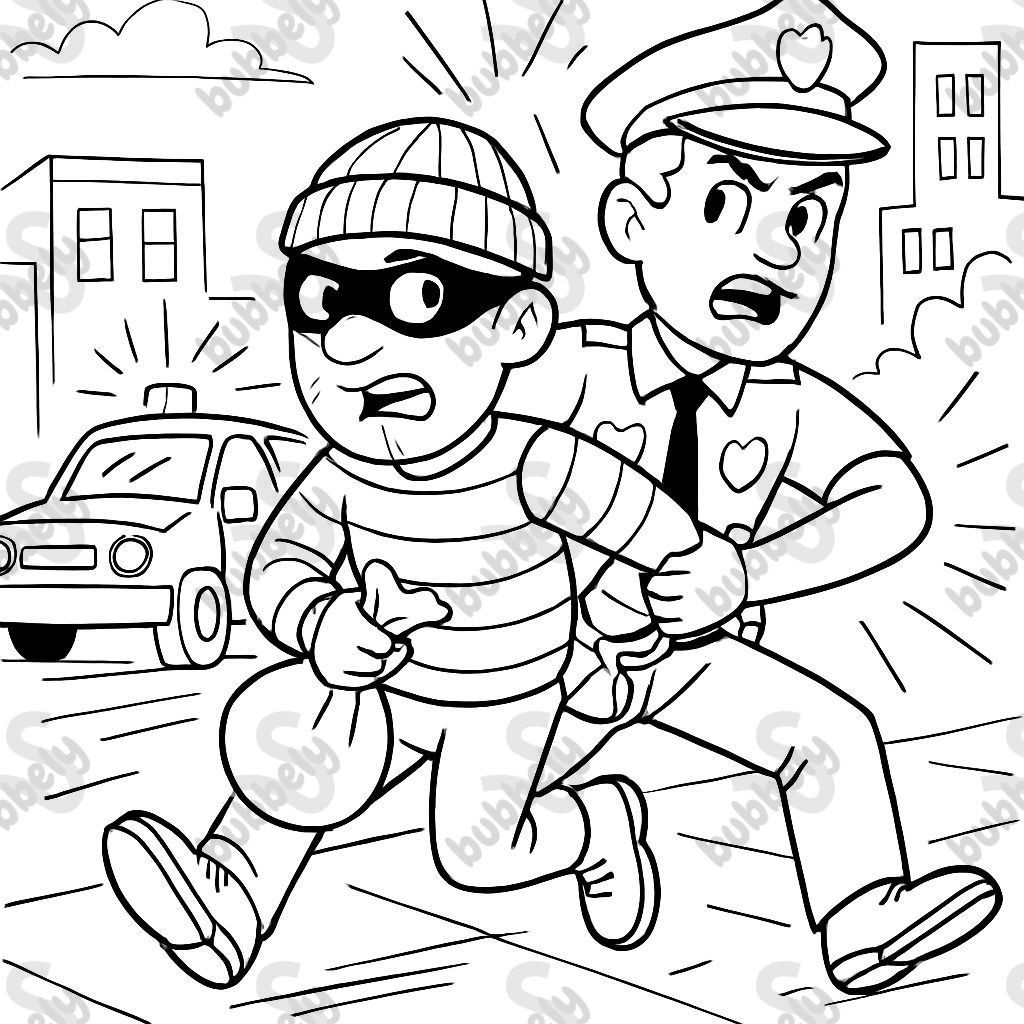 A thief being arrested by the police