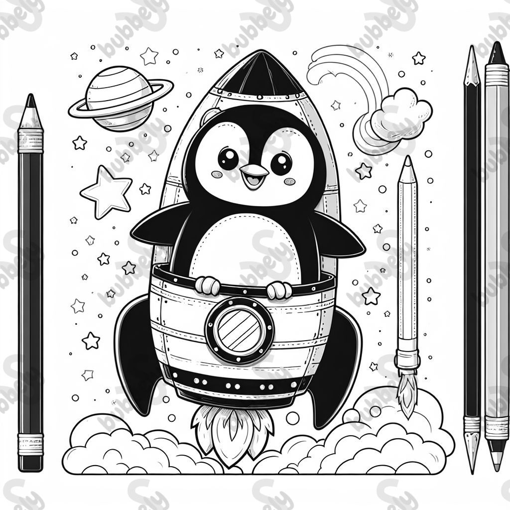 Pinguin in Rakete