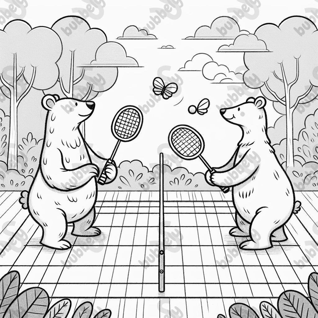 bears playing badminton