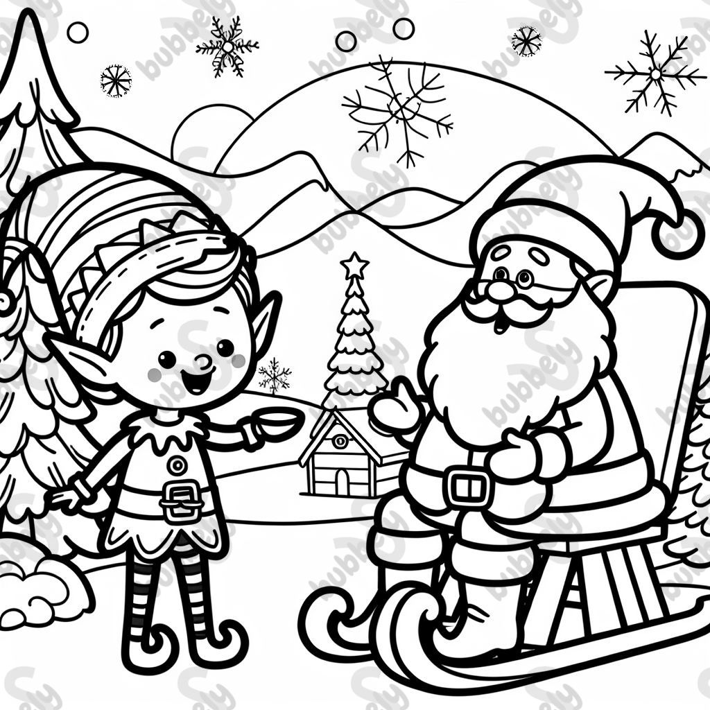 Ein weihnachtswichtel am Nordpol mit Weihnachtsmann