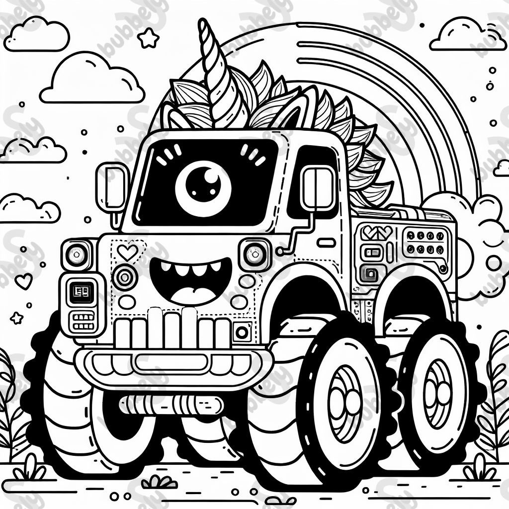 monstertruck mit elektronischem einhorn