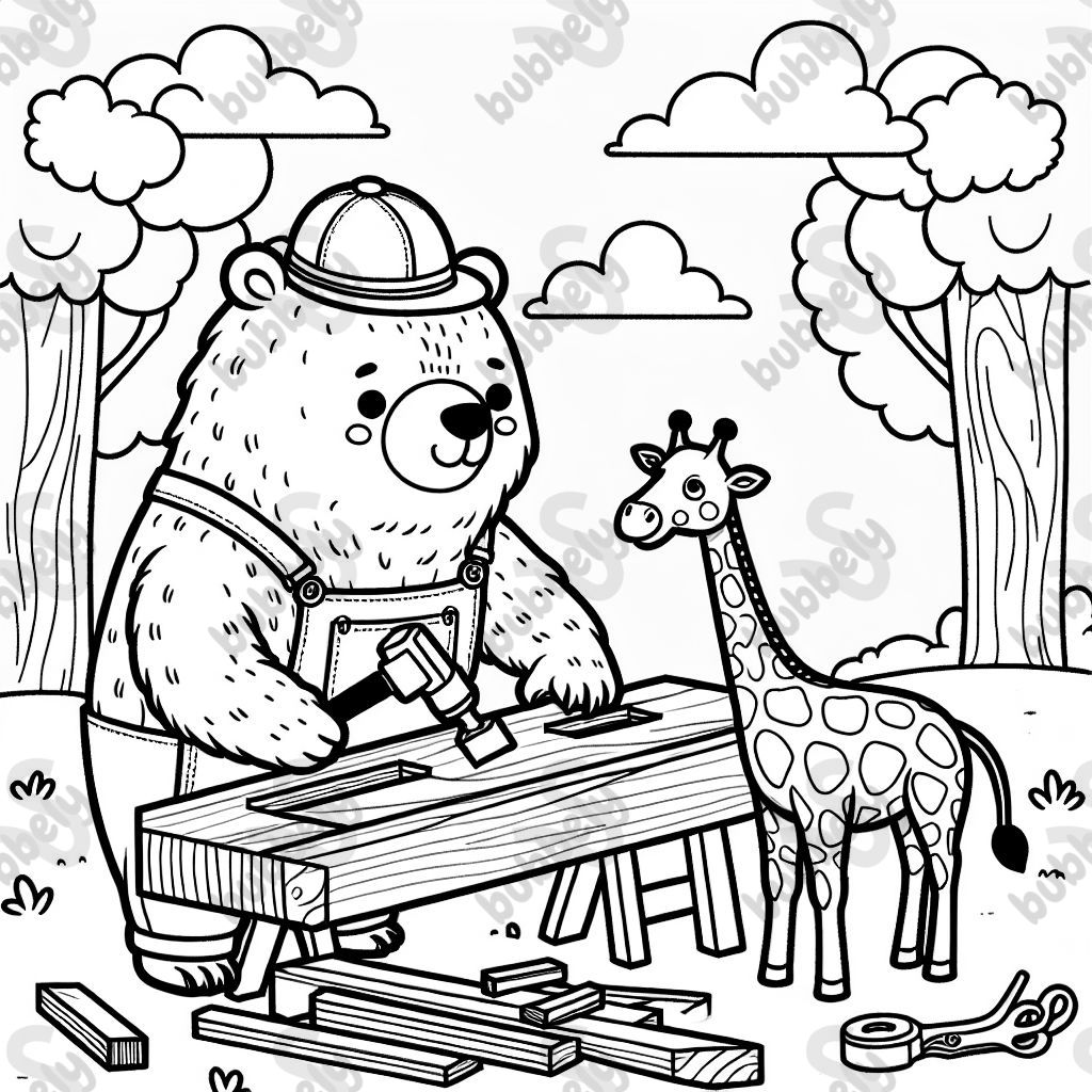 Bear carpenter with giraf toy