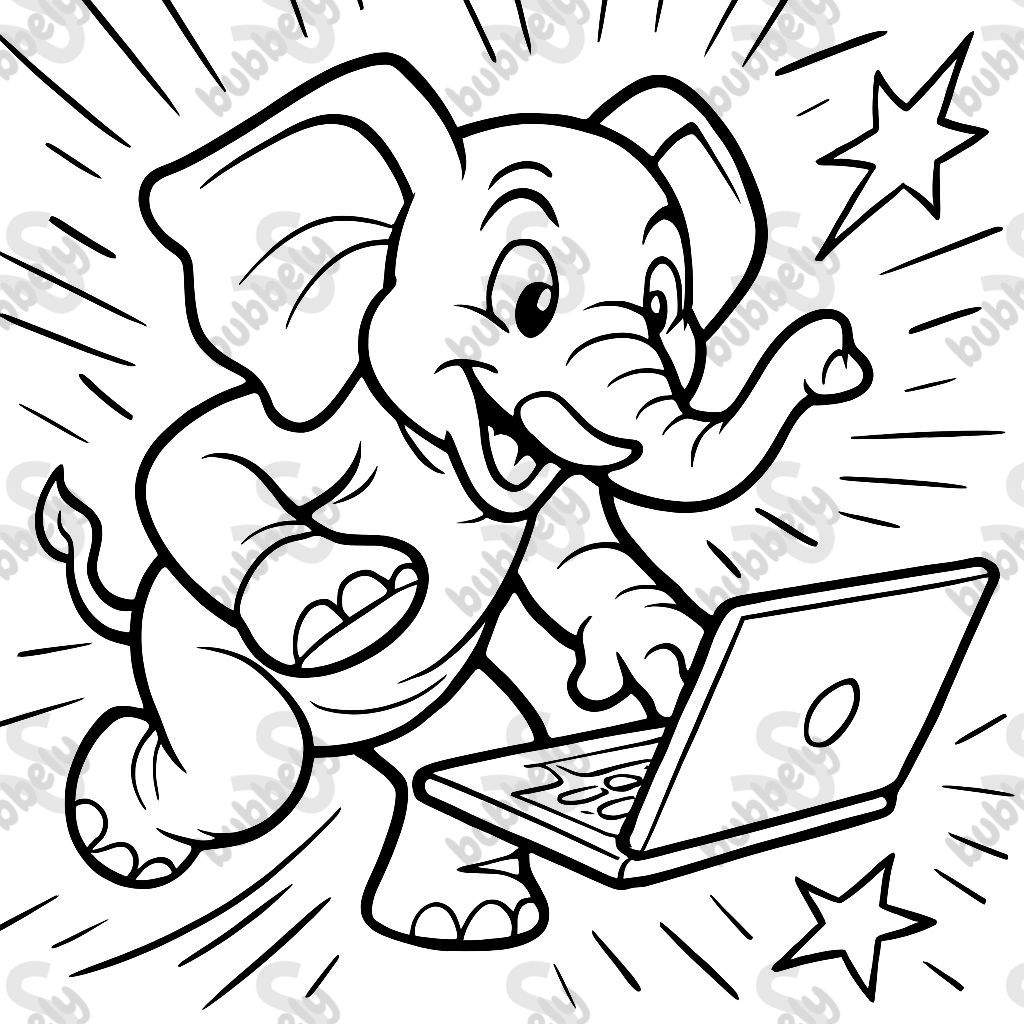 an elephant with a laptop