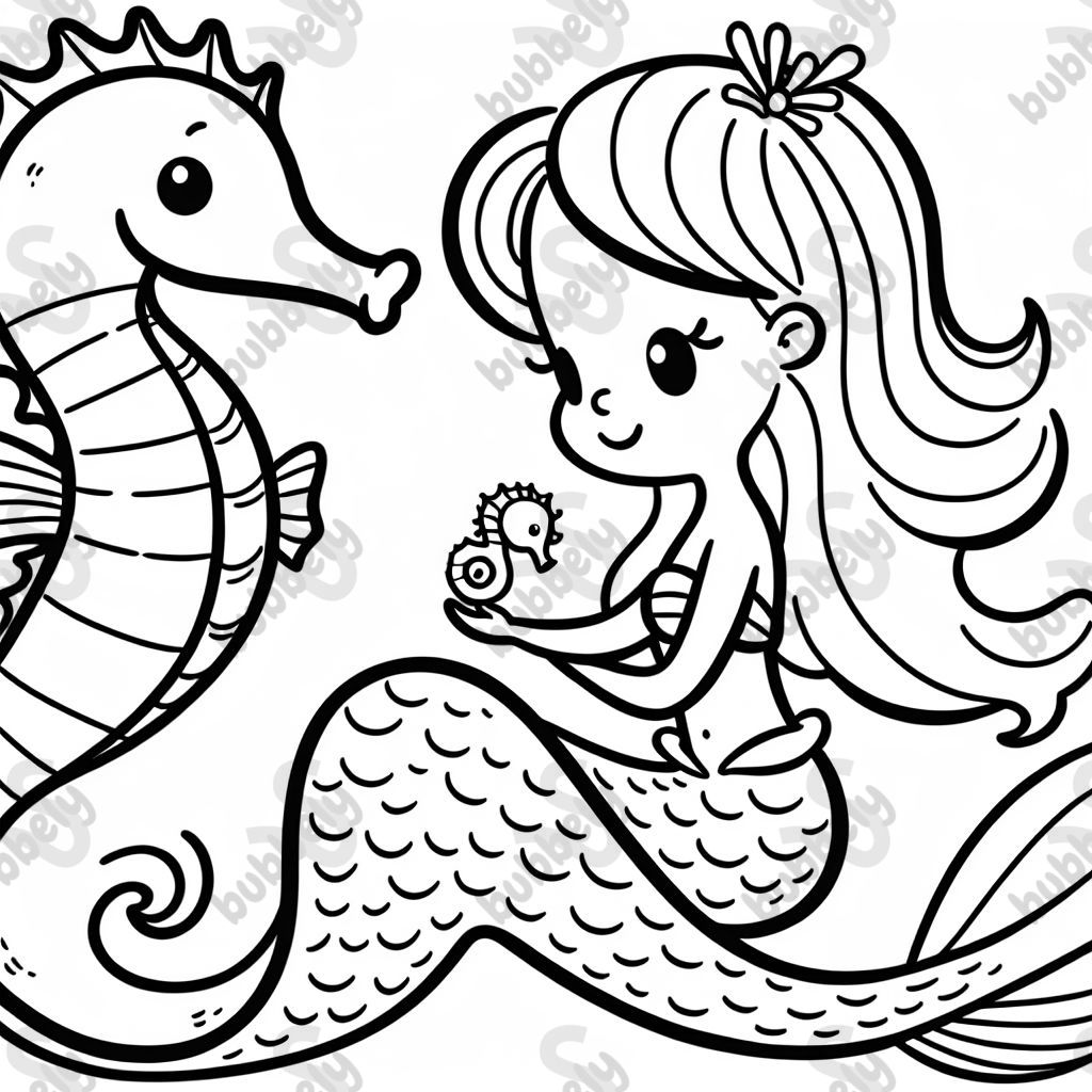 meerjungfrau mit einem seepferdchen
