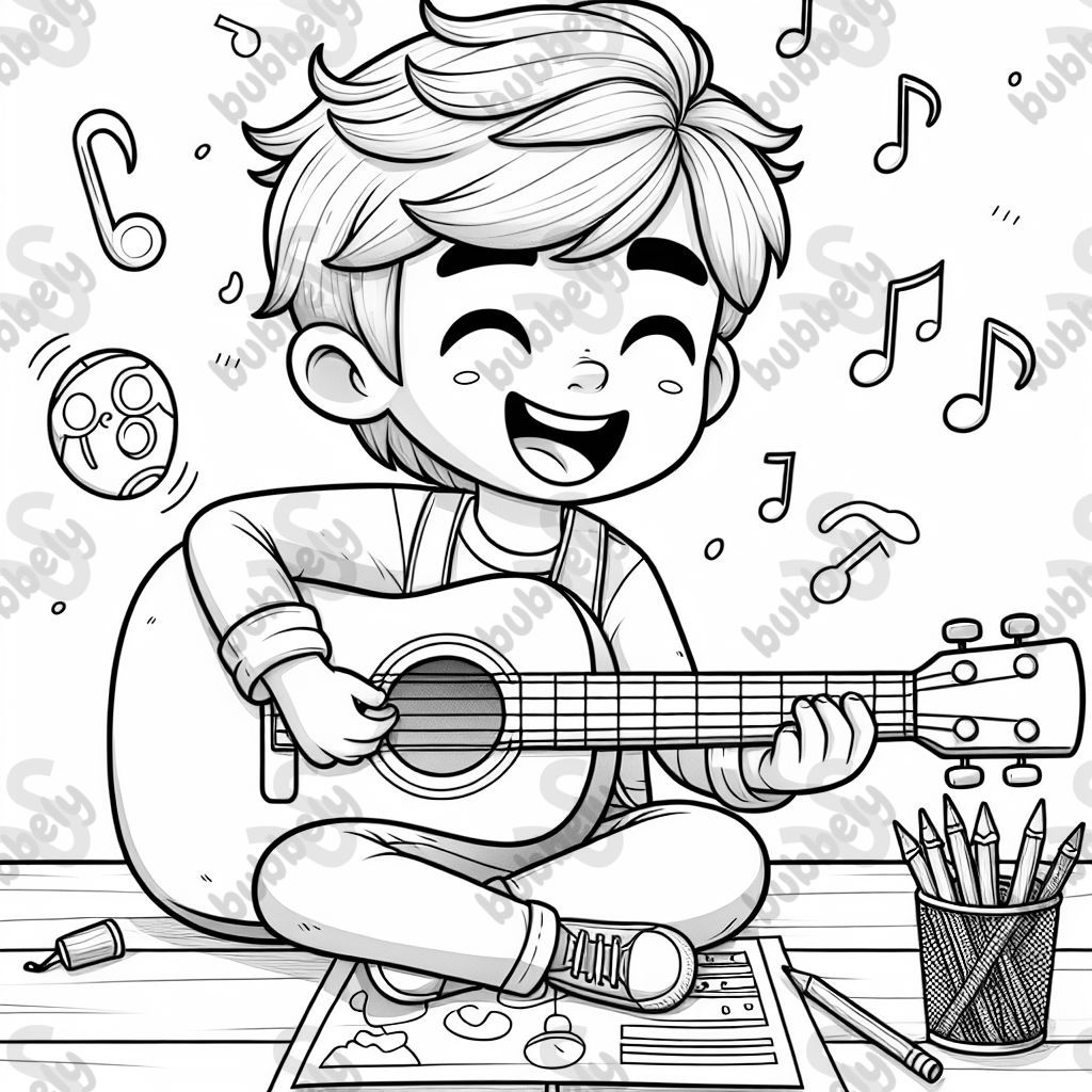 a blondie boy playing guitar 