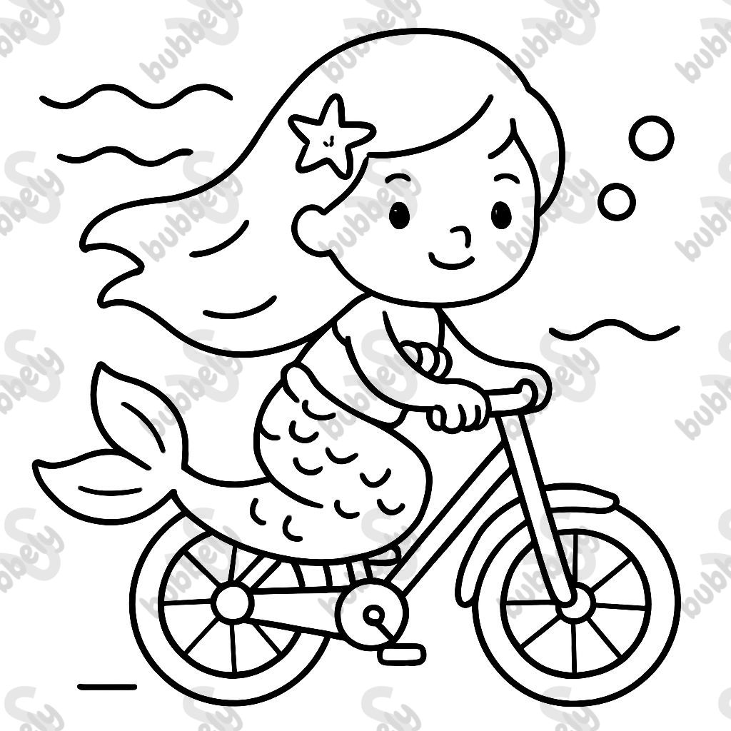 a mermaid on a bicycle