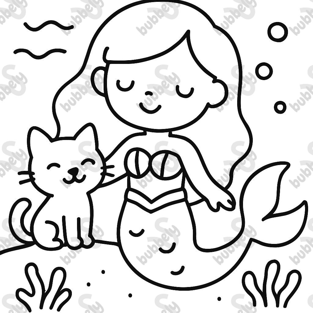 A mermaid and a cat