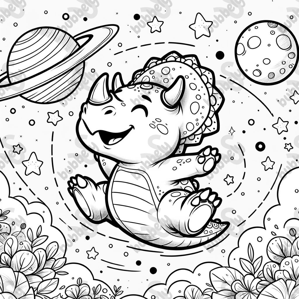 Einen Baby Triceratops im Weltraum