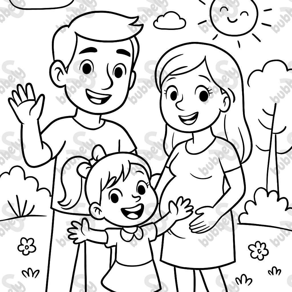 Family with girl, dad and pregnant mom Family with girl, dad and pregnant mom