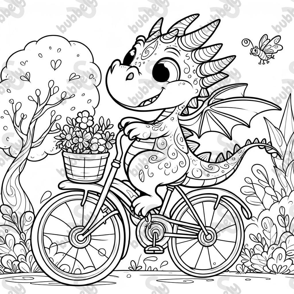Dragon riding a bicycle