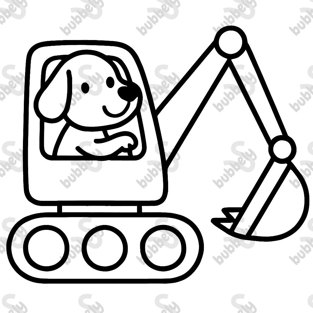 A dog operating an excavator