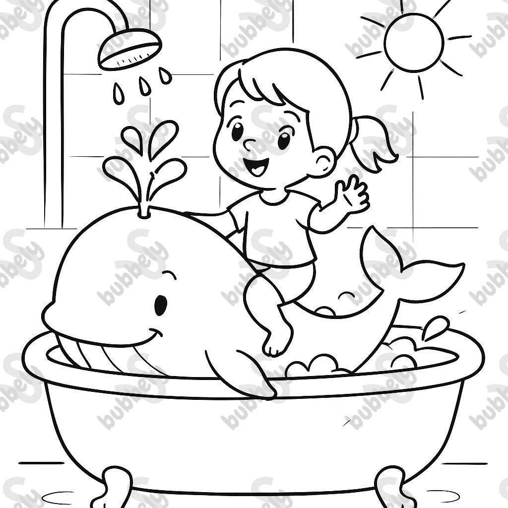 a girl on a whale in a bathtub
