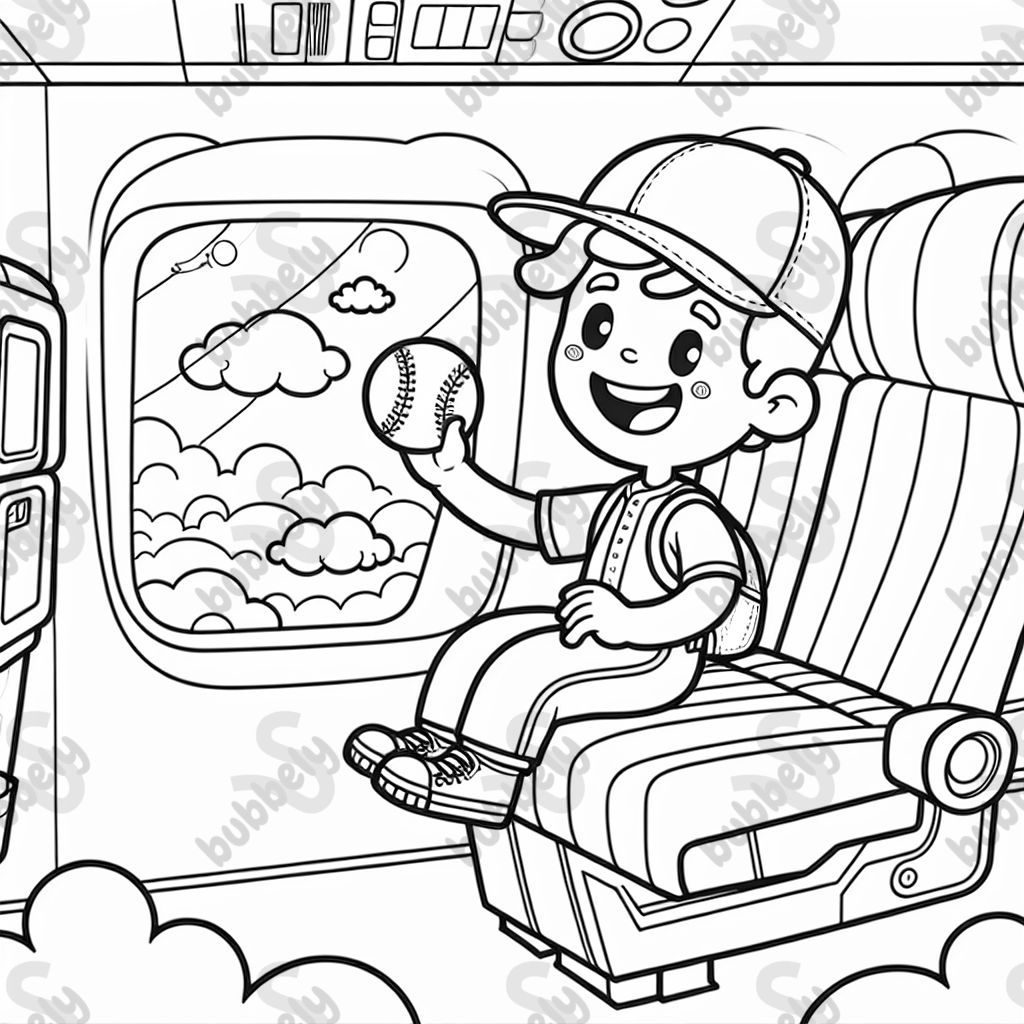 a baseball player on an airplane