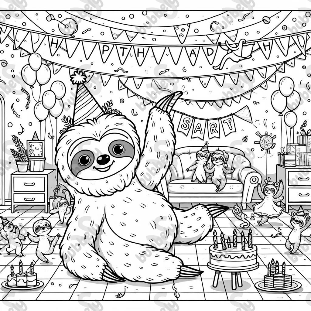 Sloth partying at Carters birthday party