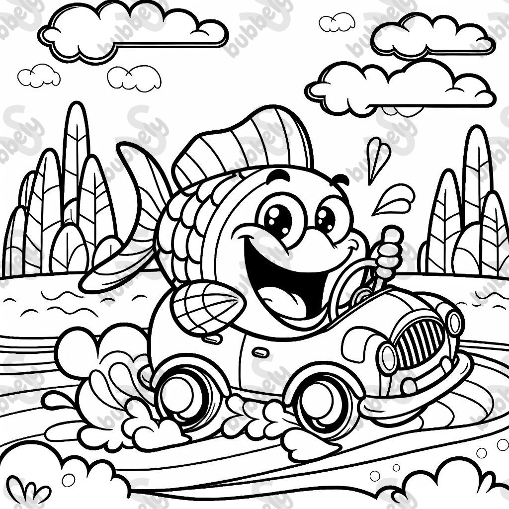 a fish driving a car