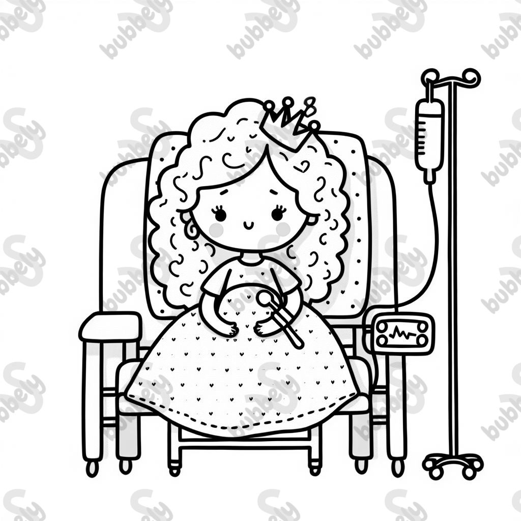 a princess with curly hair in the hospital