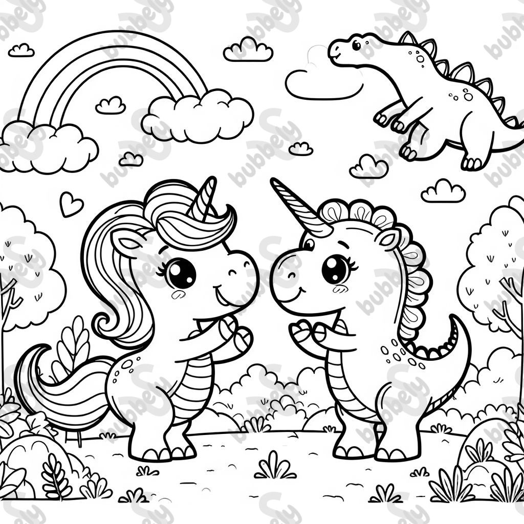 A UNICORN AND A DINOSAUR