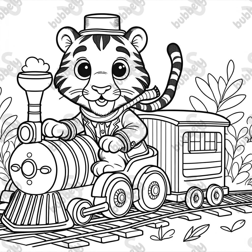Daniel tiger riding in a train