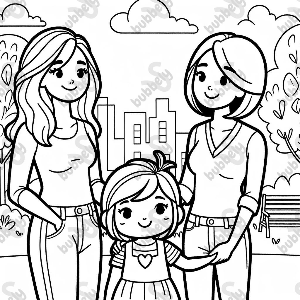 A family with 2 moms and 1 daughter