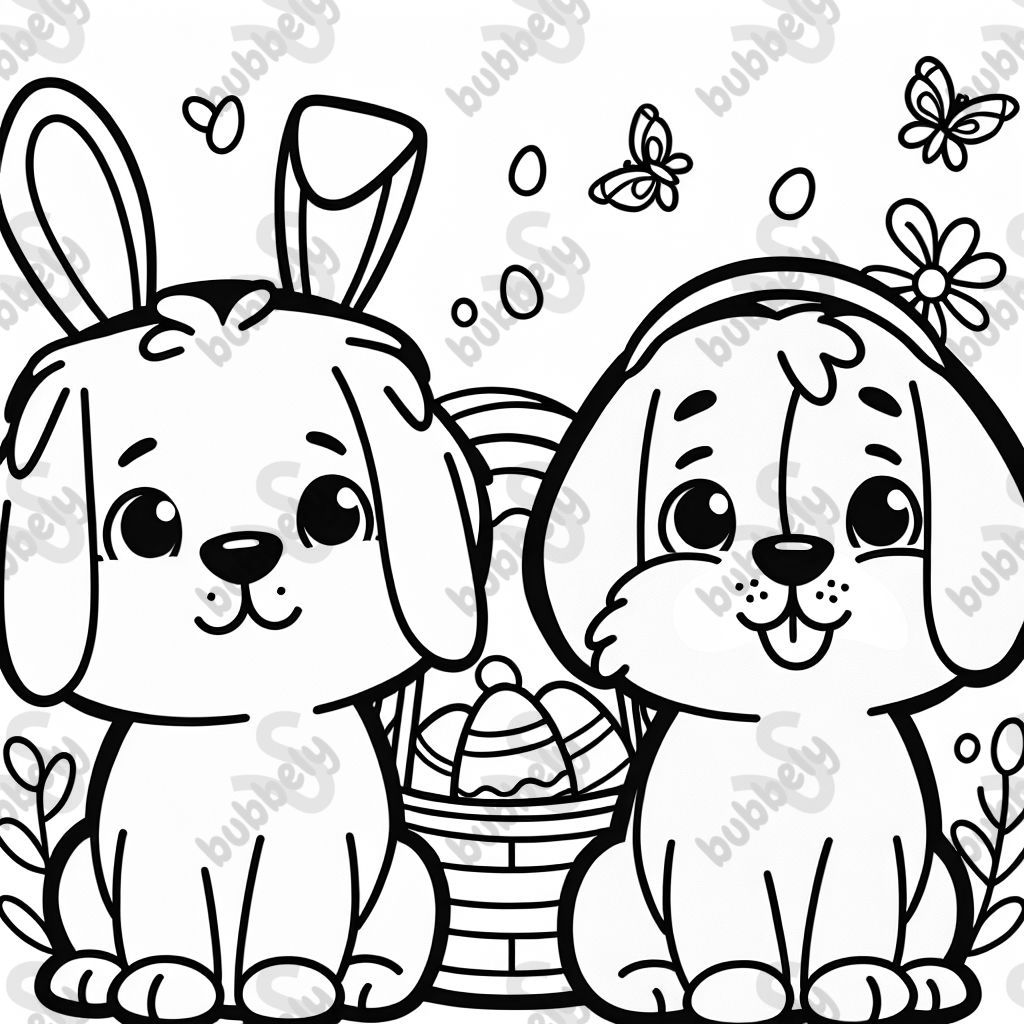 two dogs easter themed