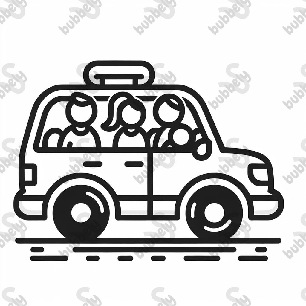 Car with two adults and two children