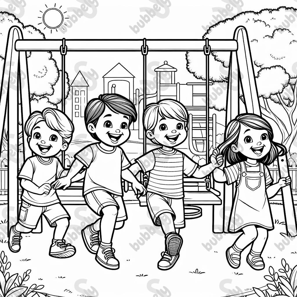 3 boys and a girl playing at a park