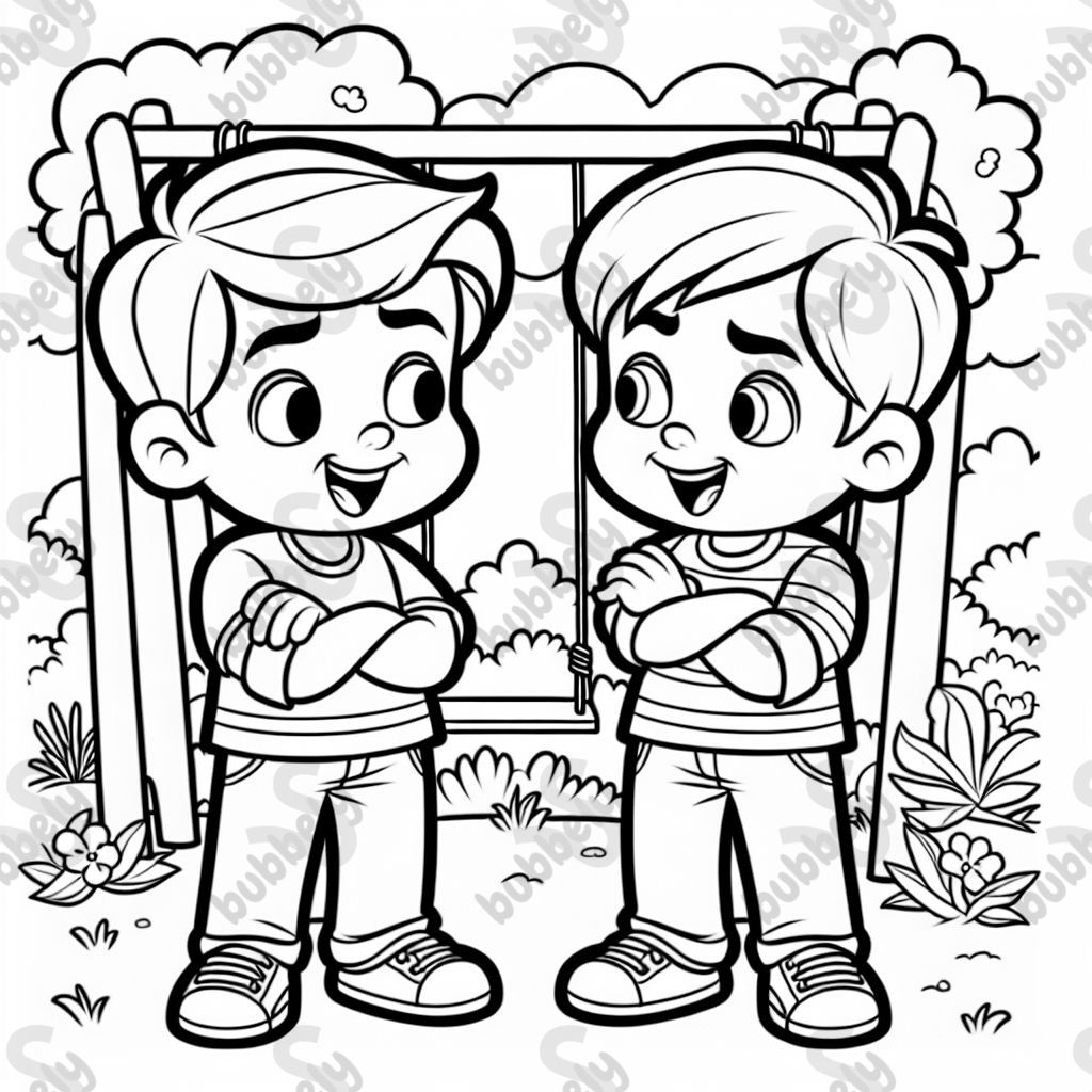 Two brothers mad at each other.