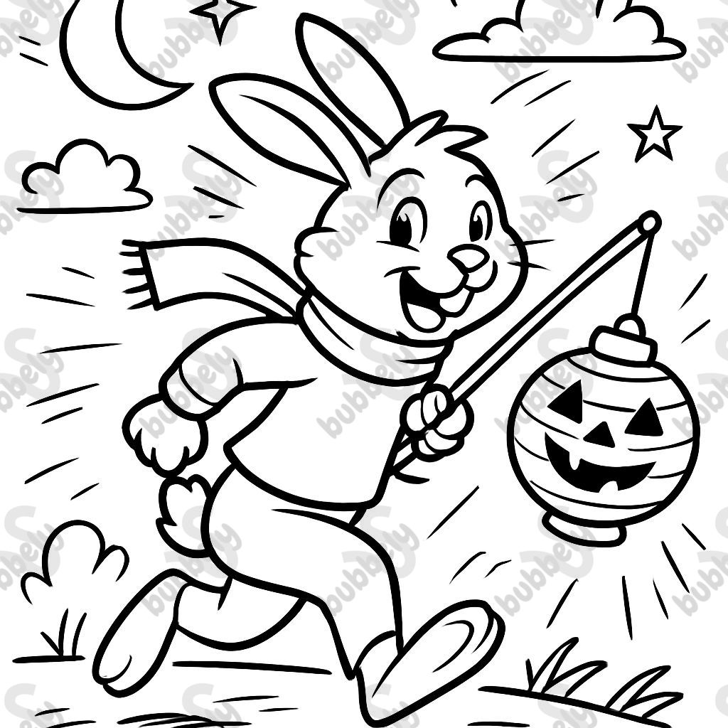 a cute rabbit with a lantern for St. Martin a cute rabbit with a lantern for St. Martin