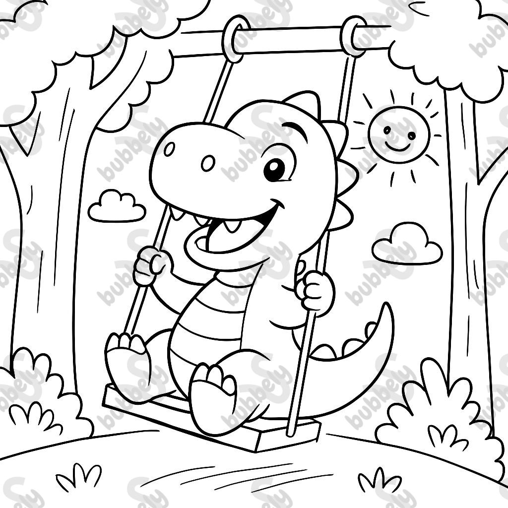 dinosaur on a swing