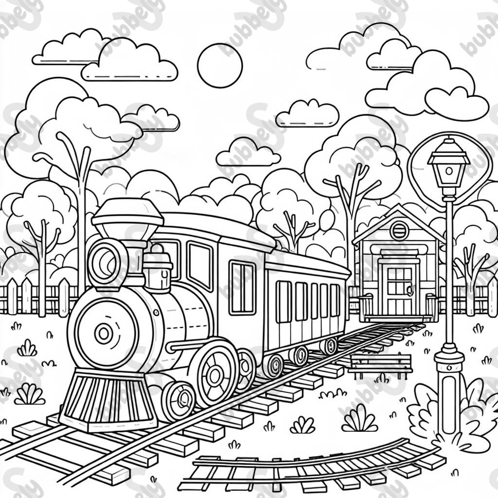 Zug auf Schienen auf weißem Hintergrund