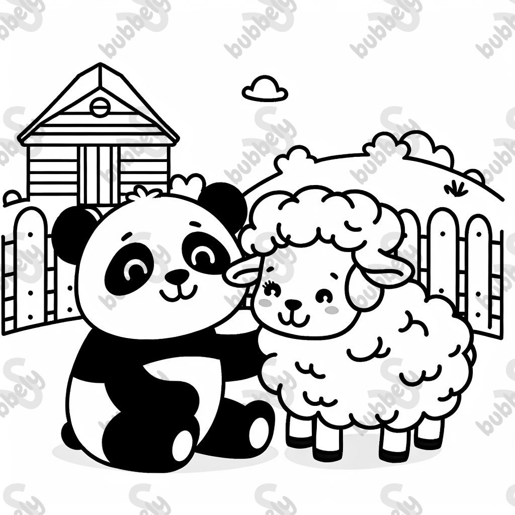 einen Panda und ein Schaf im Zoo