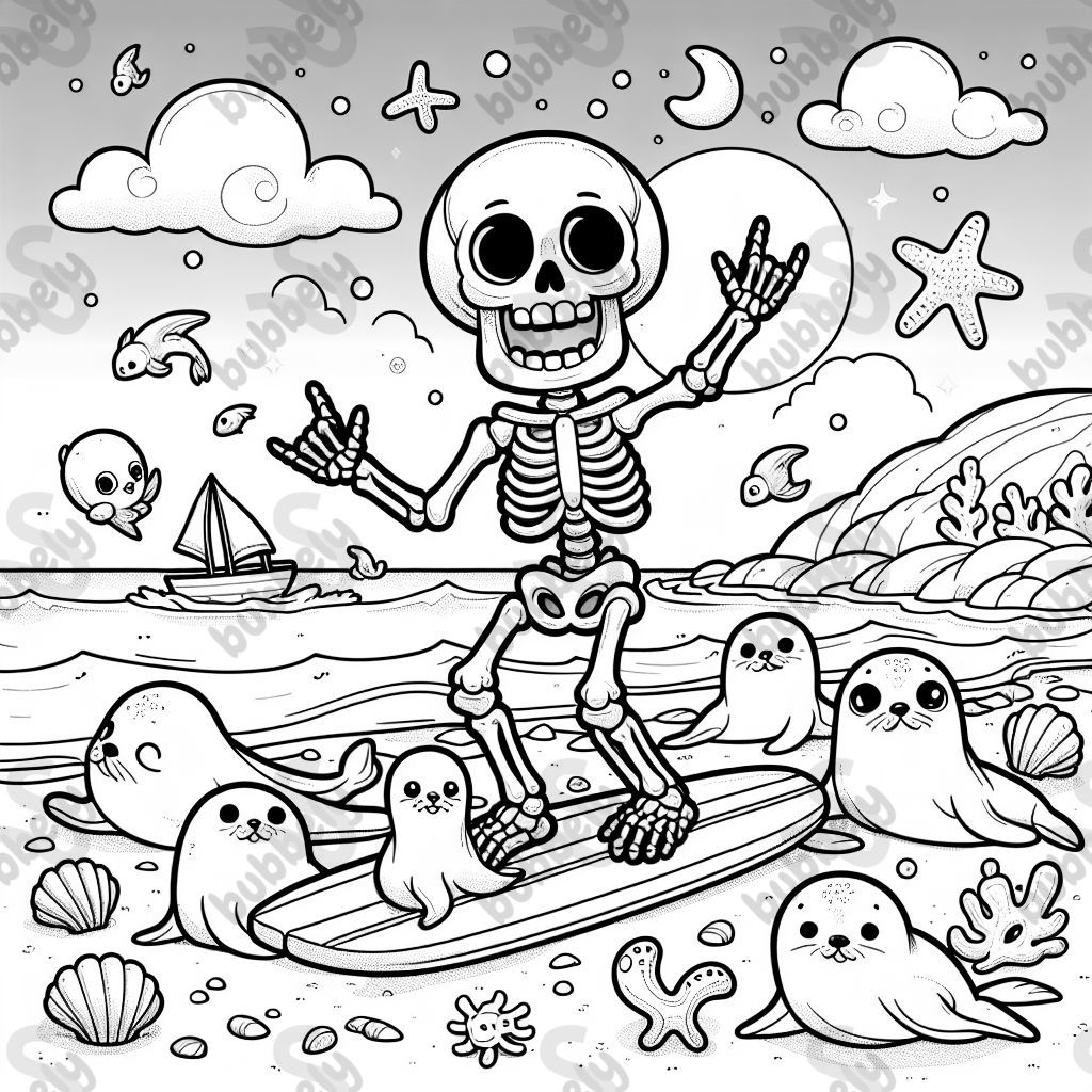 Skeleton surfing in seal beach