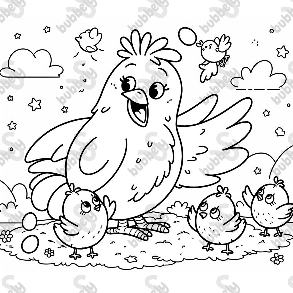 A big bird playing with friends