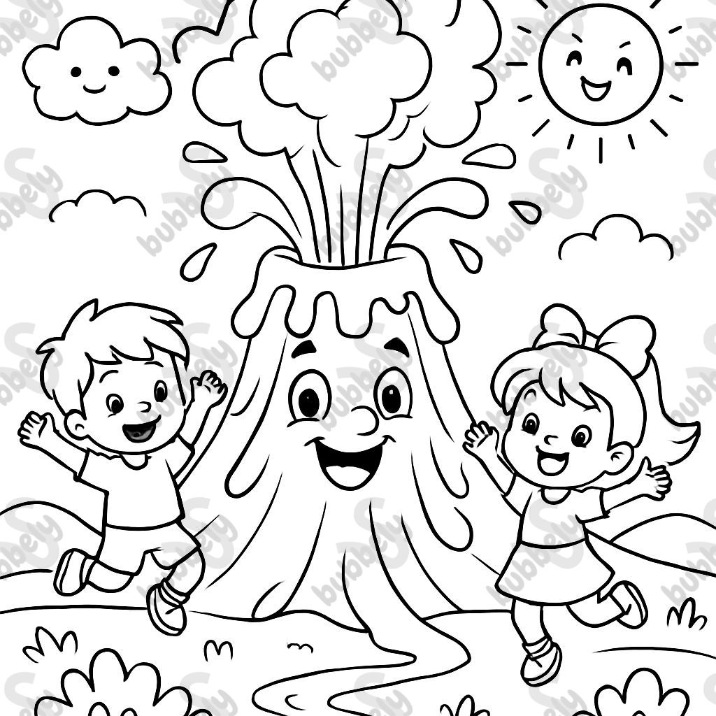 Erupting volcano with lava and smoke