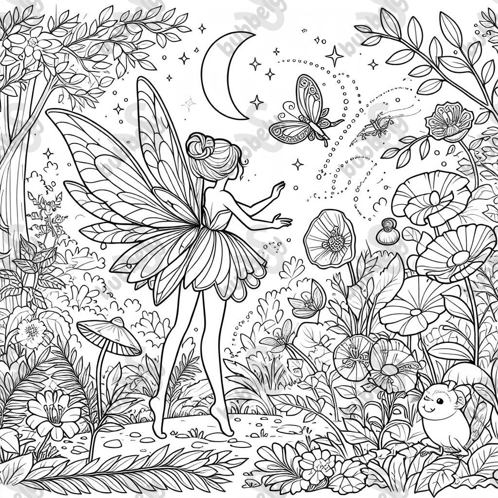 detailed fairy in a garden