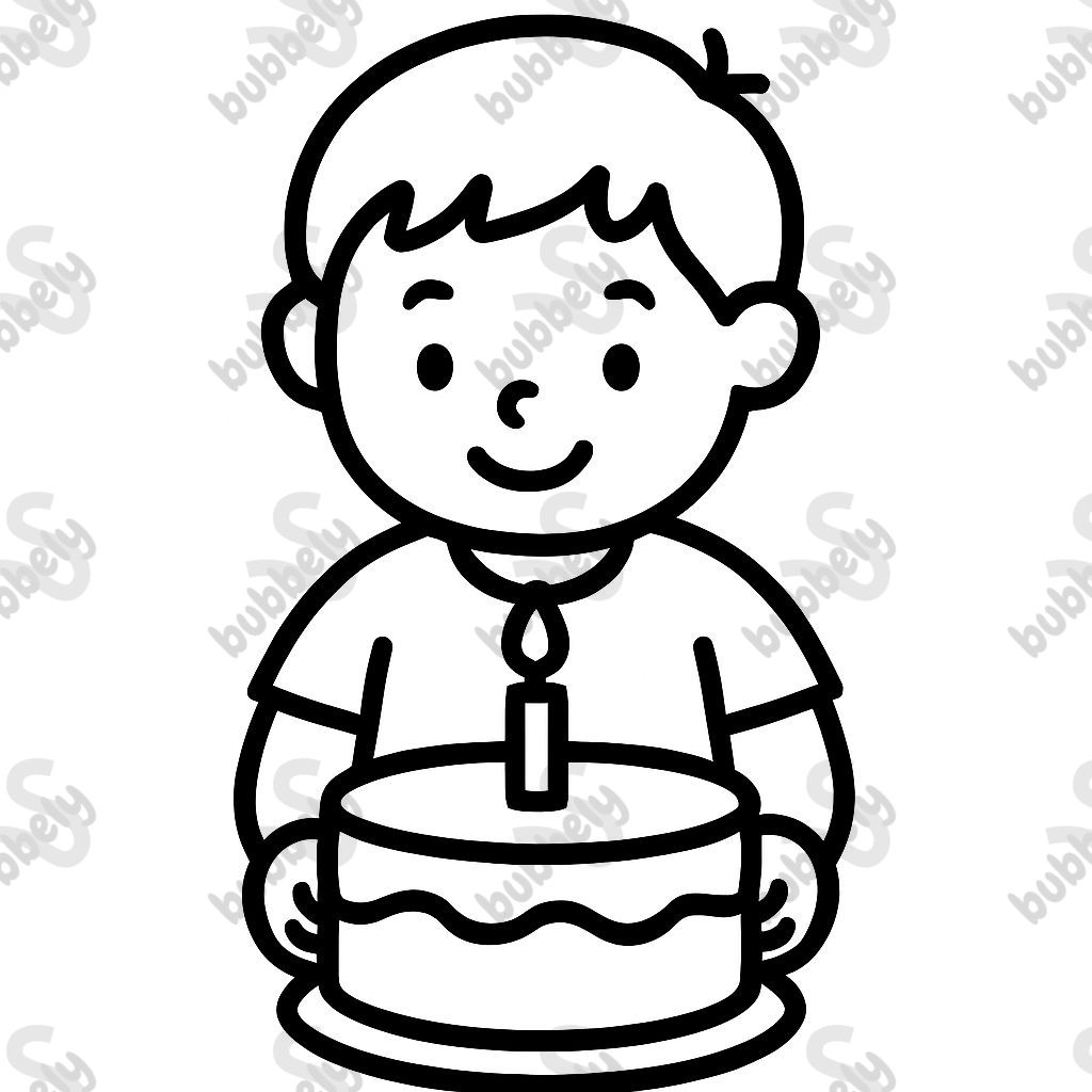 A boy and his birthday cake