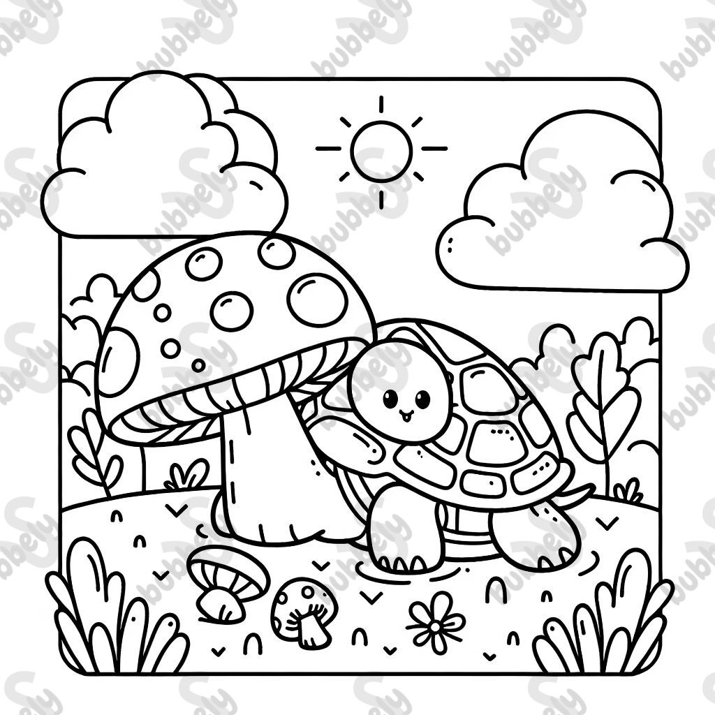 Turtle eating a mushroom
