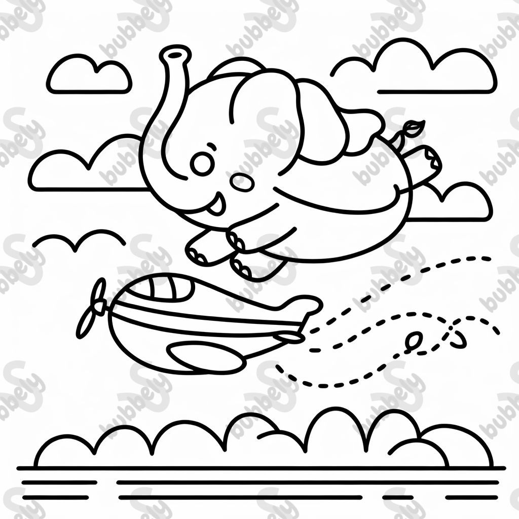 An elephant flying an airplane experiences exciting adventures in the sky.