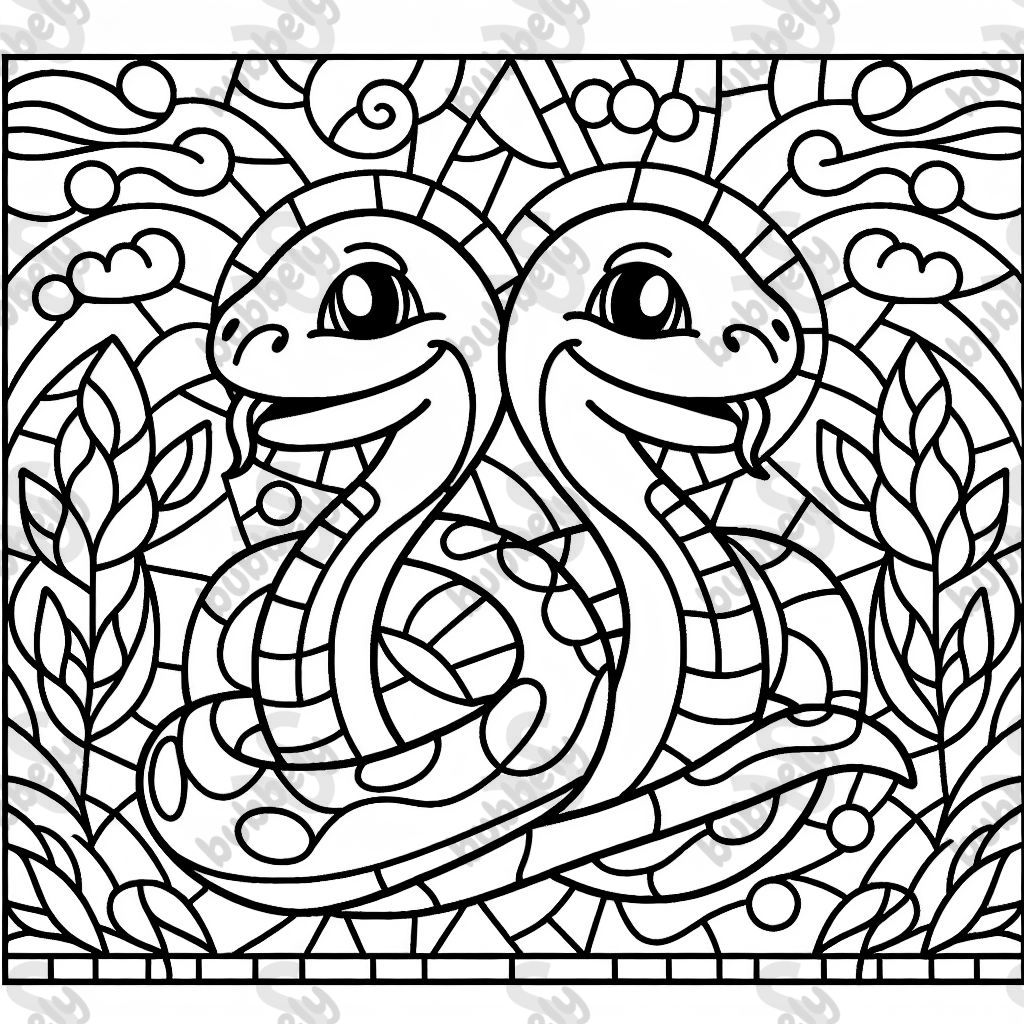 stained glass two headed snake