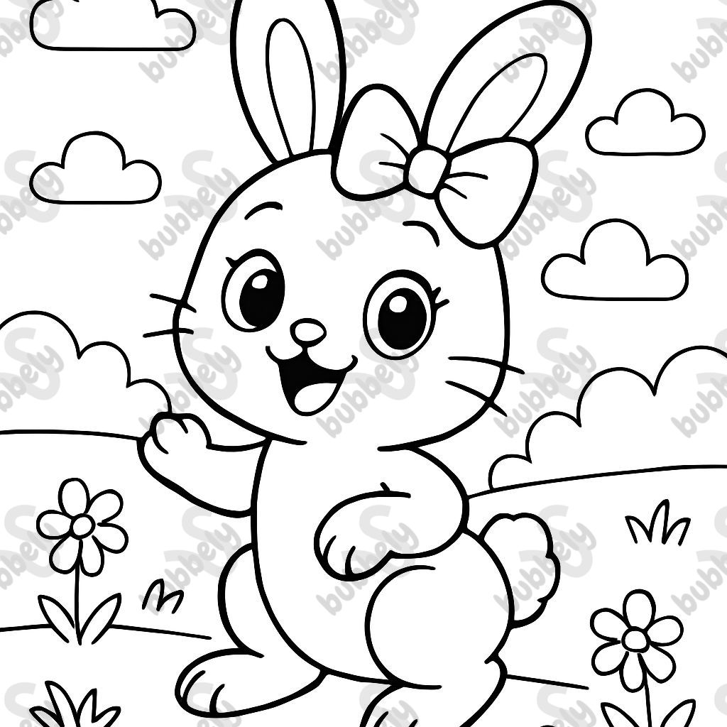 A bunny with a bow on its head