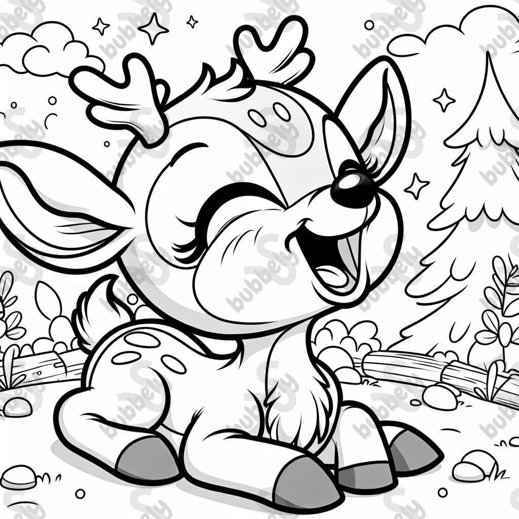 Einen babyrentier die lacht