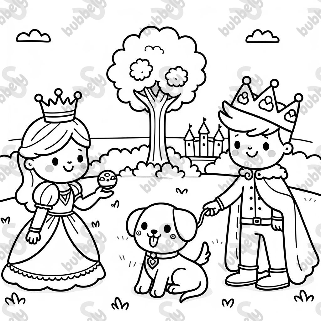 Une reine et un roi jouant à rapporter avec une reine des chiens