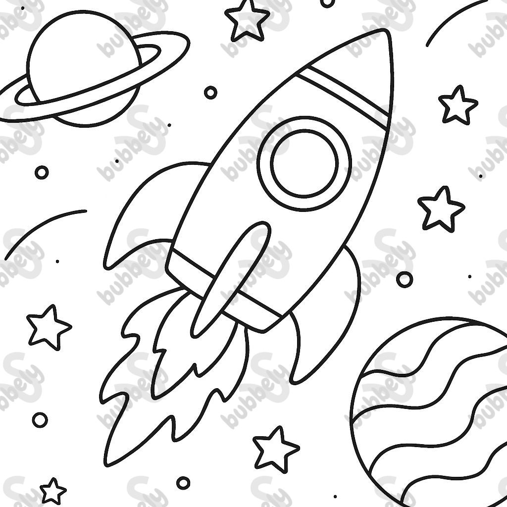 a rocket and planets