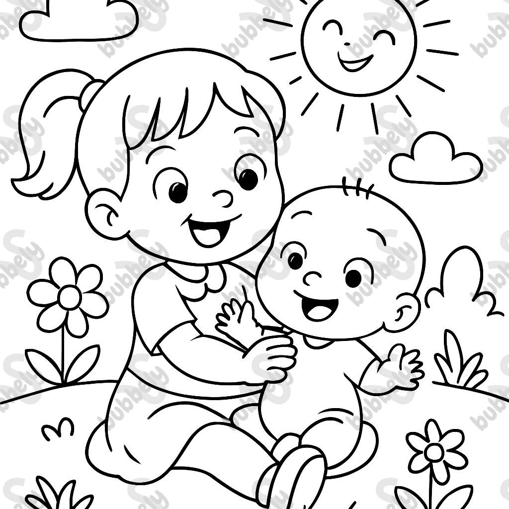 2 year girl and her little brother baby