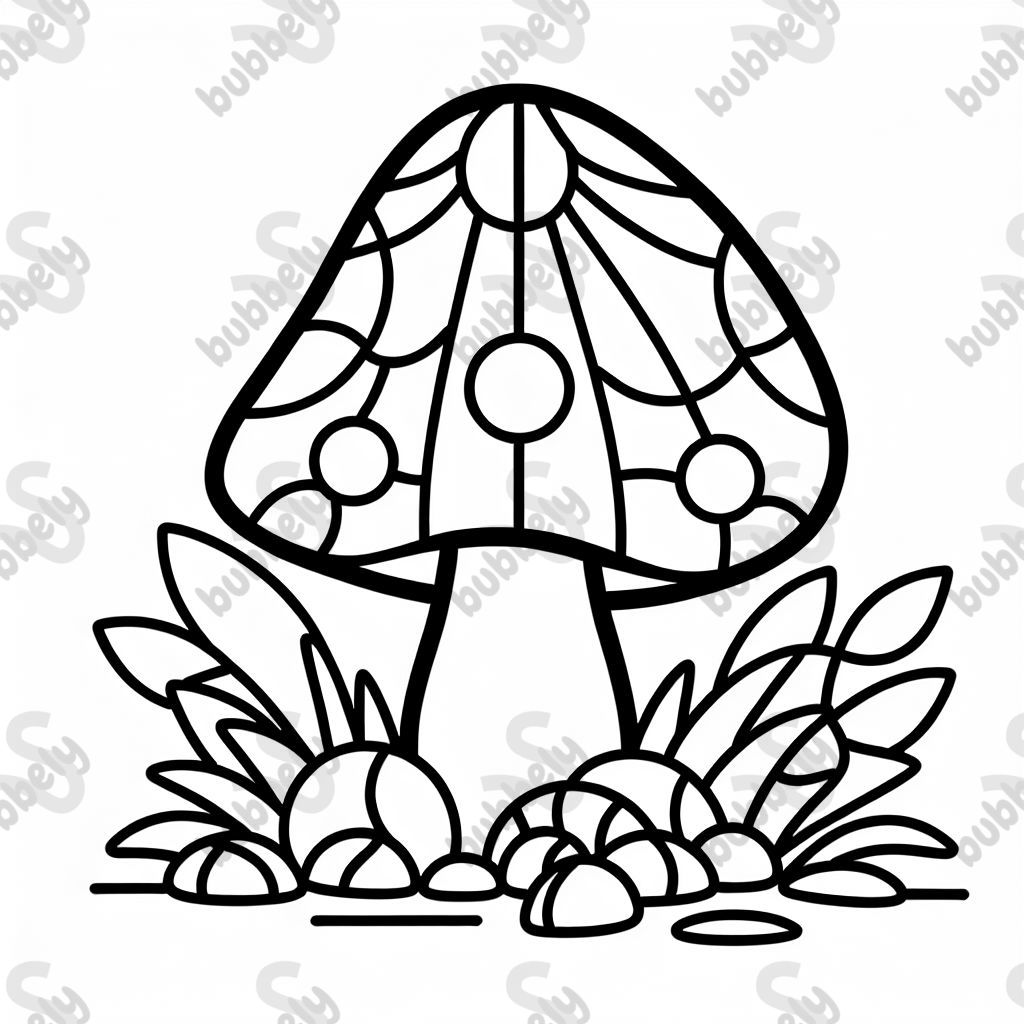 mushroom in stained glass window